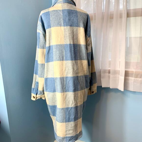 NWT Blank NYC Light Blue Buffalo Plaid Coat Size Large - Picture 5 of 8